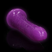 RealRock Glow in the Dark Slim 10 in. Dildo Neon Purple