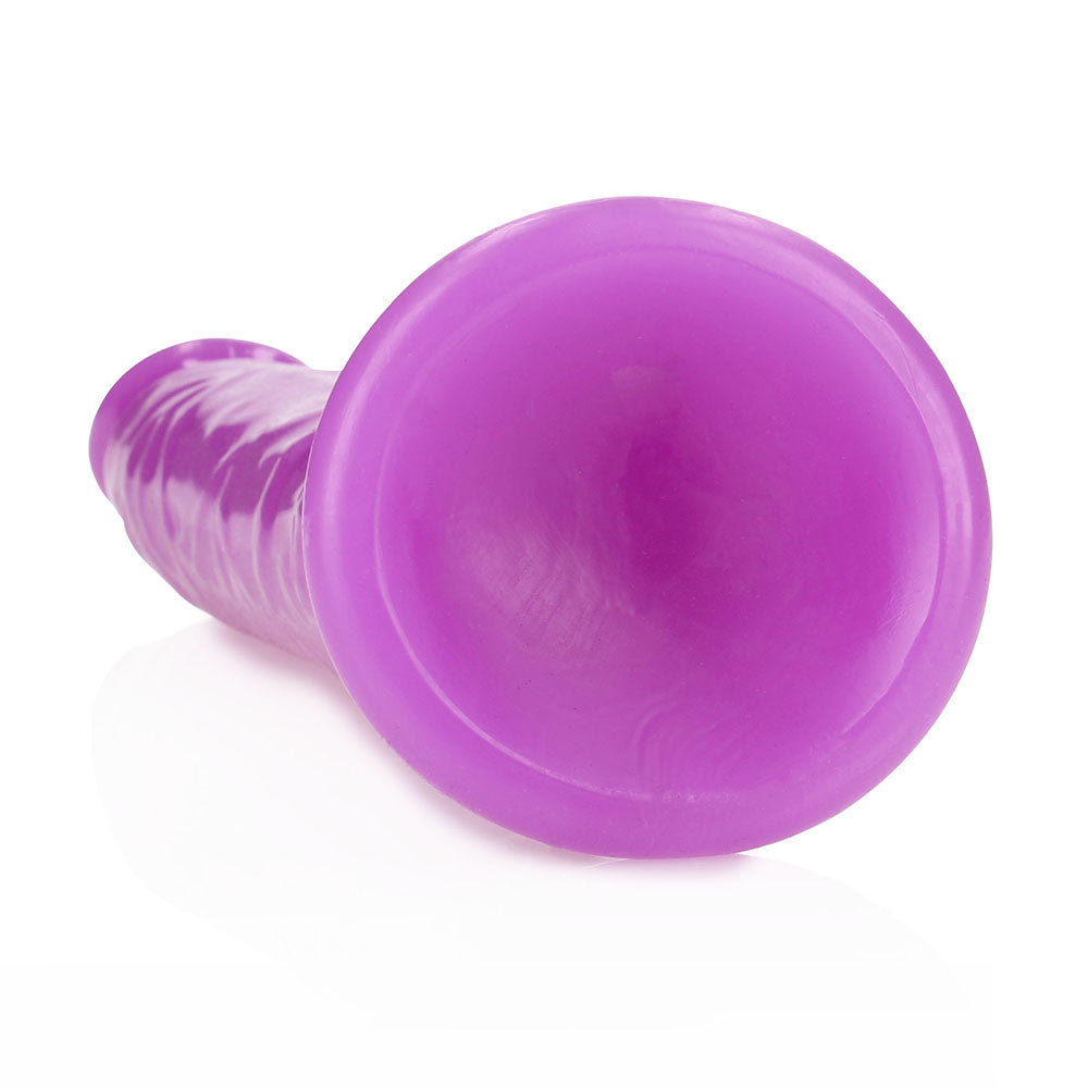 RealRock Glow in the Dark Slim 11 in. Dildo Neon Purple