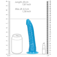 RealRock Glow in the Dark Slim 7 in. Dildo Neon Blue