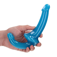 RealRock Glow in the Dark 6 in. Strapless Strap-On Dildo Neon Blue