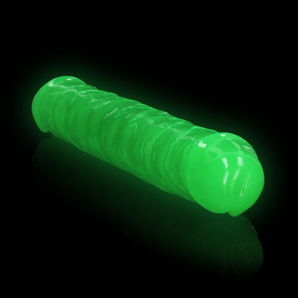 RealRock Glow in the Dark Double Dong 12 in. Dual-Ended Dildo Neon Green