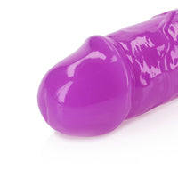 RealRock Glow in the Dark Double Dong 12 in. Dual-Ended Dildo Neon Purple