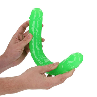 RealRock Glow in the Dark Double Dong 15 in. Dual-Ended Dildo Neon Green