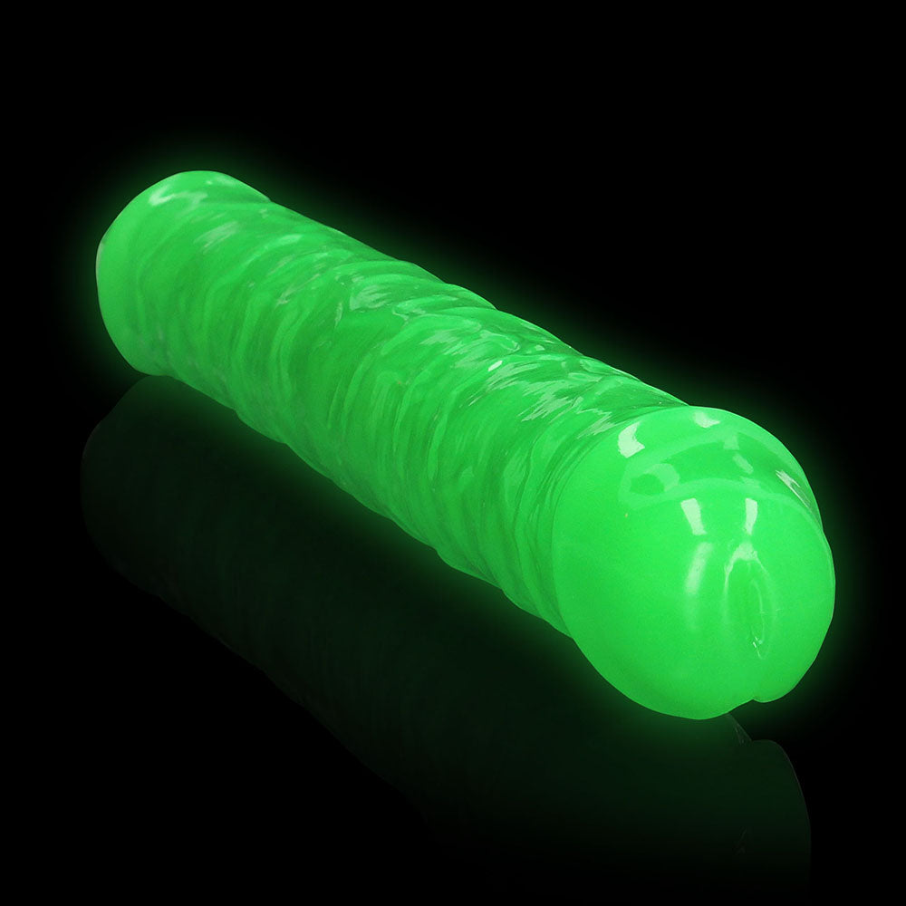 RealRock Glow in the Dark Double Dong 15 in. Dual-Ended Dildo Neon Green