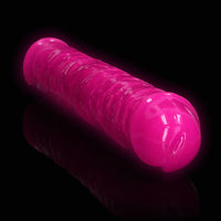 RealRock Glow in the Dark Double Dong 15 in. Dual-Ended Dildo Neon Pink