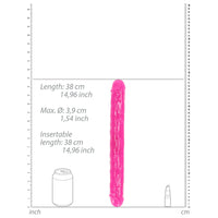 RealRock Glow in the Dark Double Dong 15 in. Dual-Ended Dildo Neon Pink