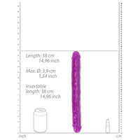 RealRock Glow in the Dark Double Dong 15 in. Dual-Ended Dildo Neon Purple