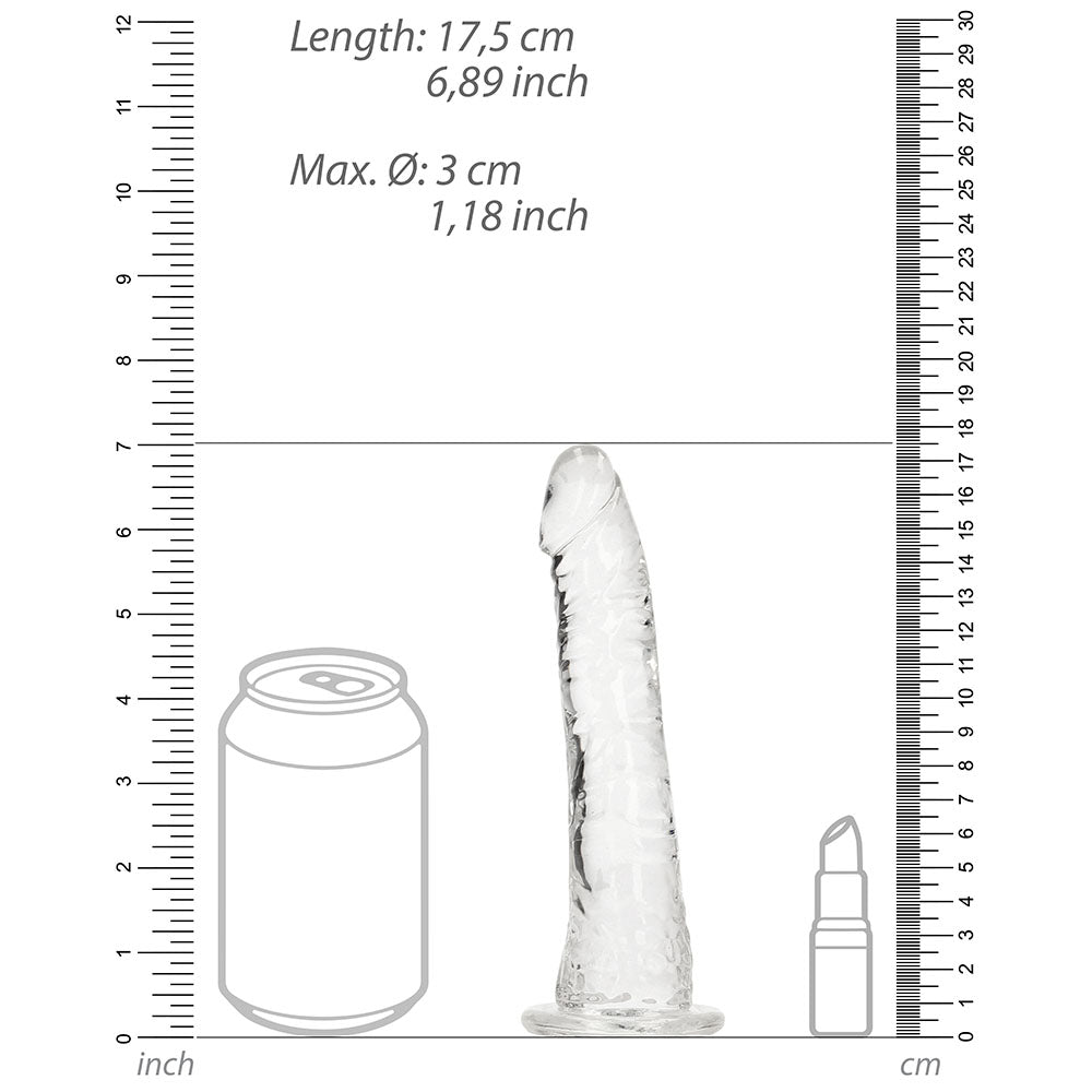 RealRock Crystal Clear Slim 6 in. Dildo Clear