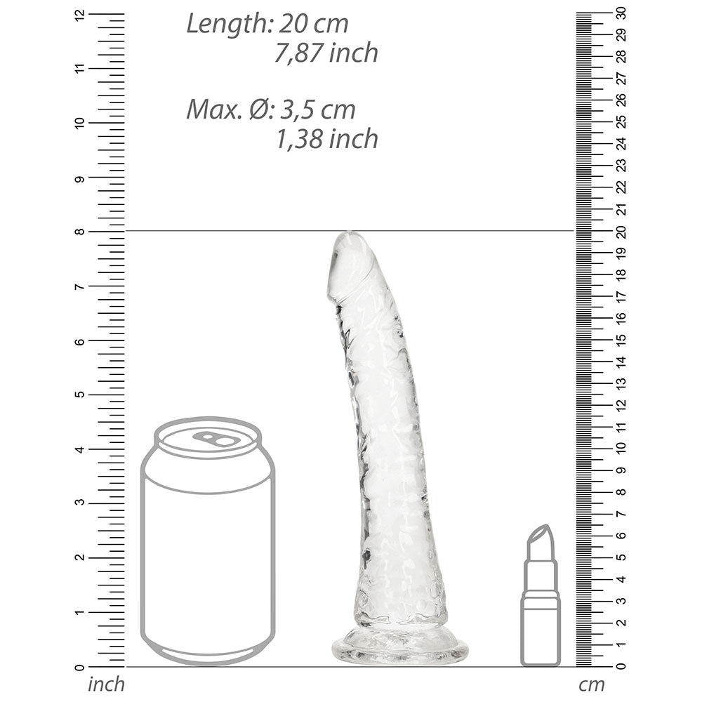 RealRock Crystal Clear Slim 7 in. Dildo Clear