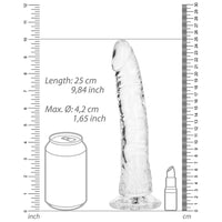 RealRock Crystal Clear Slim 9 in. Dildo Clear