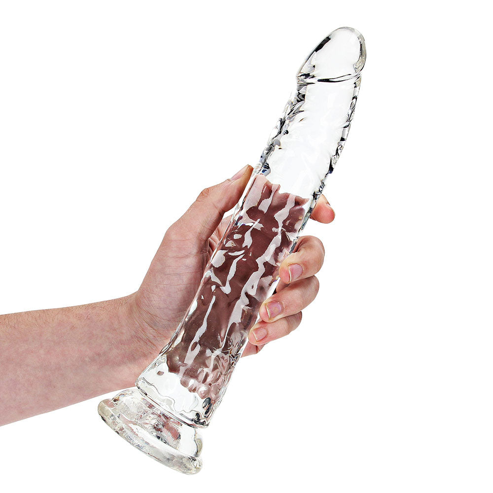 RealRock Crystal Clear Slim 10 in. Dildo Clear