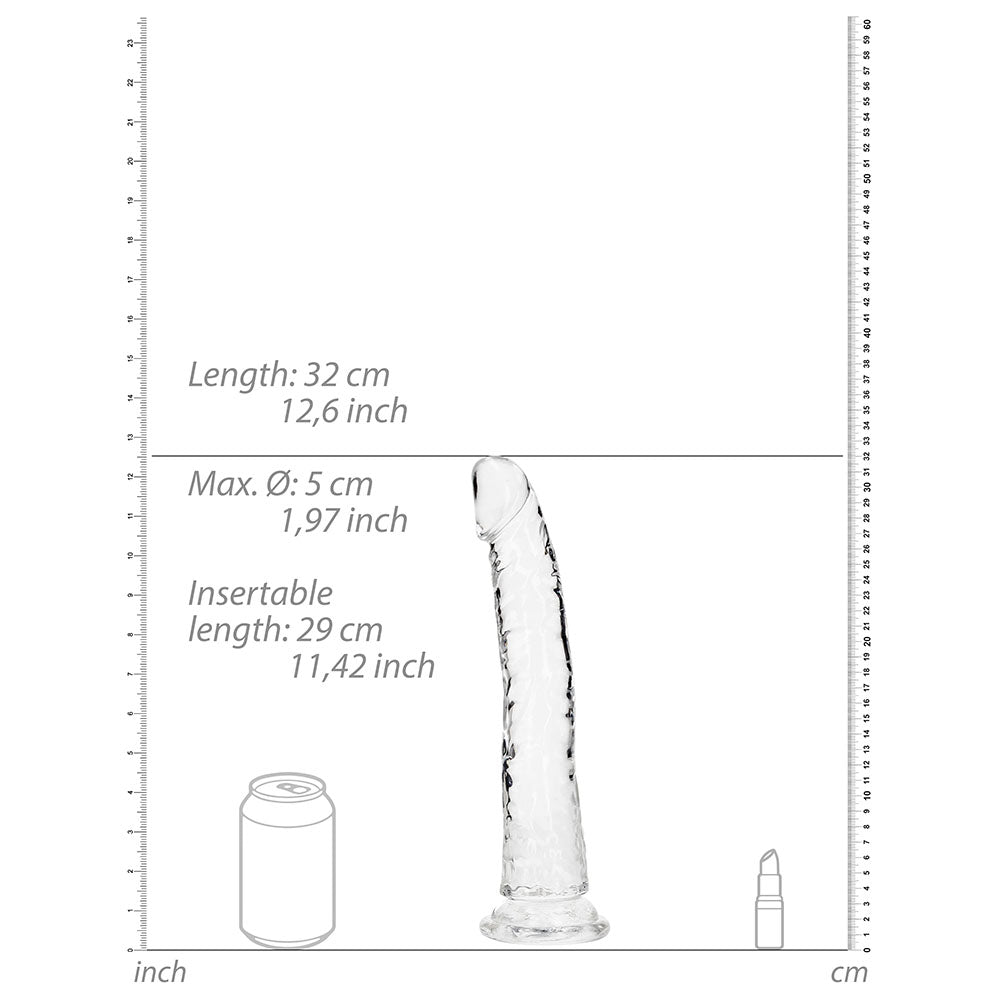 RealRock Crystal Clear Slim 11 in. Dildo Clear