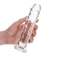 RealRock Crystal Clear Straight 7 in. Dildo Without Balls Clear