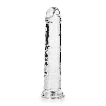 RealRock Crystal Clear Straight 8 in. Dildo Without Balls Clear