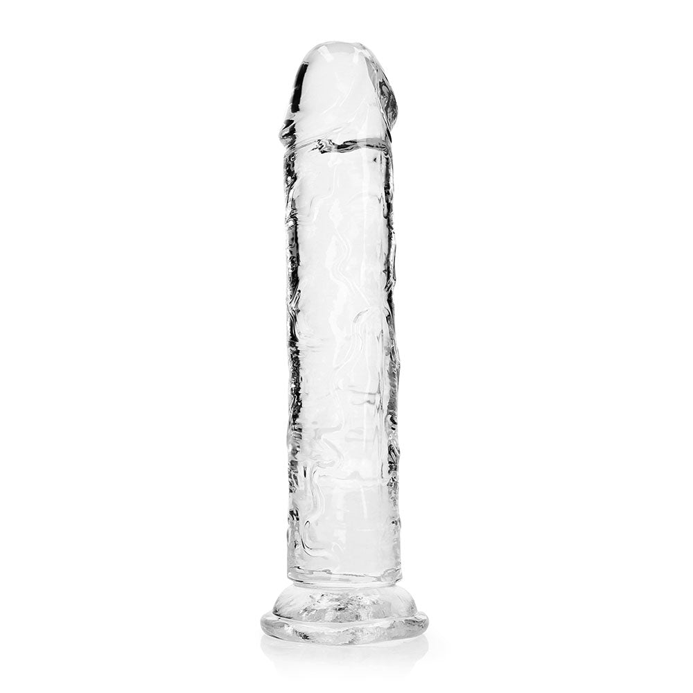 RealRock Crystal Clear Straight 9 in. Dildo Without Balls Clear