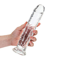 RealRock Crystal Clear Straight 9 in. Dildo Without Balls Clear