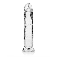 RealRock Crystal Clear Straight 10 in. Dildo Without Balls Clear