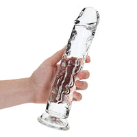 RealRock Crystal Clear Straight 10 in. Dildo Without Balls Clear