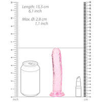 RealRock Crystal Clear Straight 6 in. Dildo Without Balls Pink