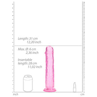 RealRock Crystal Clear Straight 11 in. Dildo Without Balls Pink