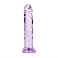 RealRock Crystal Clear Straight 6 in. Dildo Without Balls Purple