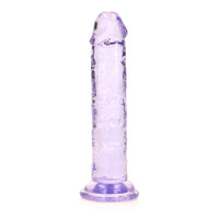 RealRock Crystal Clear Straight 6 in. Dildo Without Balls Purple