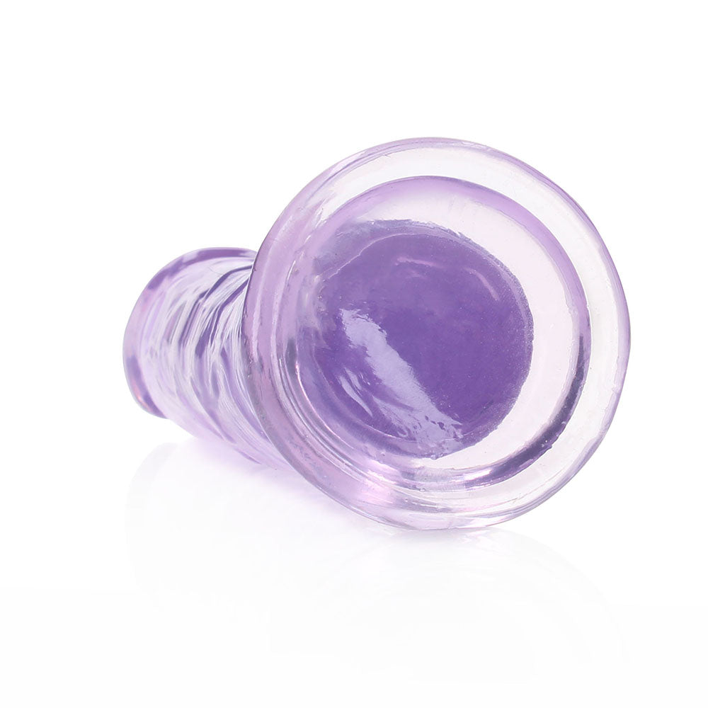 RealRock Crystal Clear Straight 6 in. Dildo Without Balls Purple