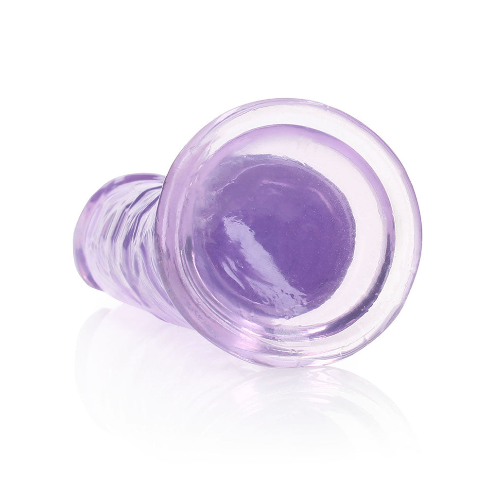 RealRock Crystal Clear Straight 8 in. Dildo Without Balls Purple