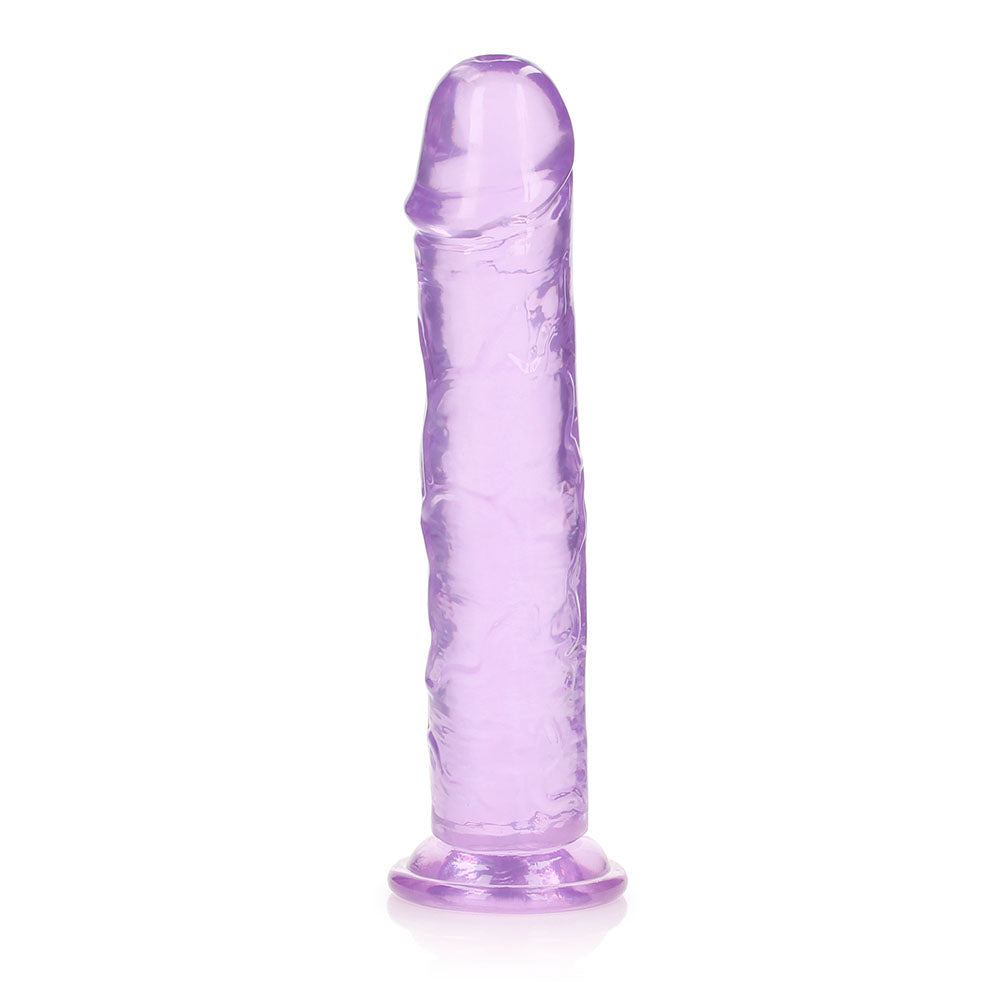 RealRock Crystal Clear Straight 11 in. Dildo Without Balls Purple