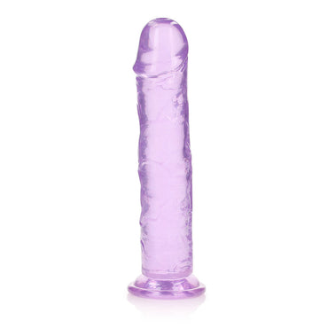 RealRock Crystal Clear Straight 11 in. Dildo Without Balls Purple