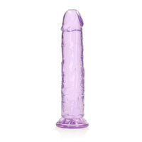 RealRock Crystal Clear Straight 11 in. Dildo Without Balls Purple