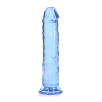 RealRock Crystal Clear Straight 7 in. Dildo Without Balls Blue