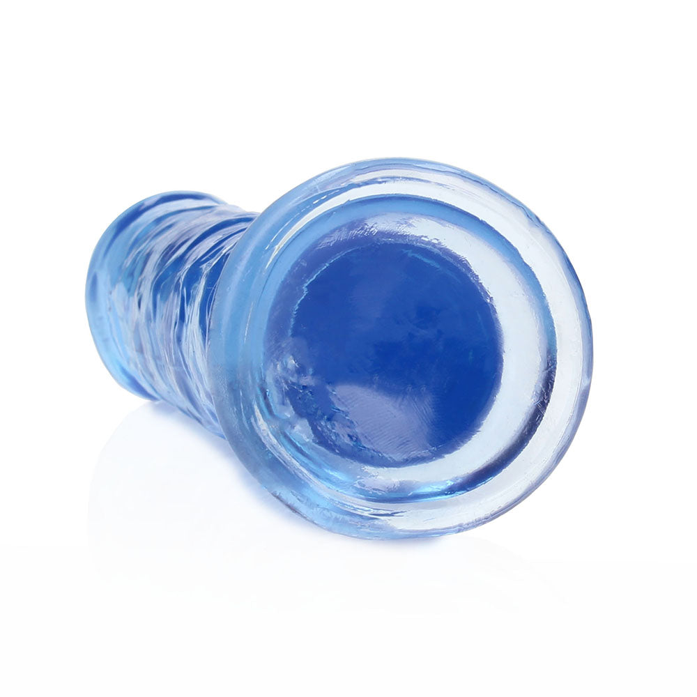 RealRock Crystal Clear Straight 7 in. Dildo Without Balls Blue