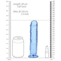 RealRock Crystal Clear Straight 7 in. Dildo Without Balls Blue