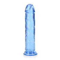 RealRock Crystal Clear Straight 8 in. Dildo Without Balls Blue