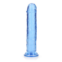 RealRock Crystal Clear Straight 8 in. Dildo Without Balls Blue