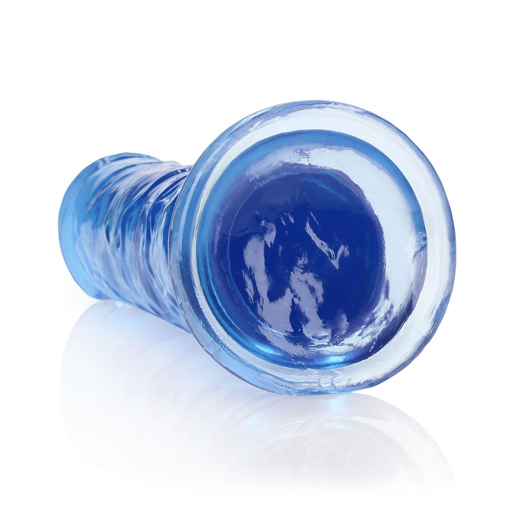 RealRock Crystal Clear Straight 9 in. Dildo Without Balls Blue