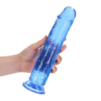 RealRock Crystal Clear Straight 10 in. Dildo Without Balls Blue