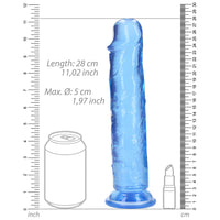 RealRock Crystal Clear Straight 10 in. Dildo Without Balls Blue