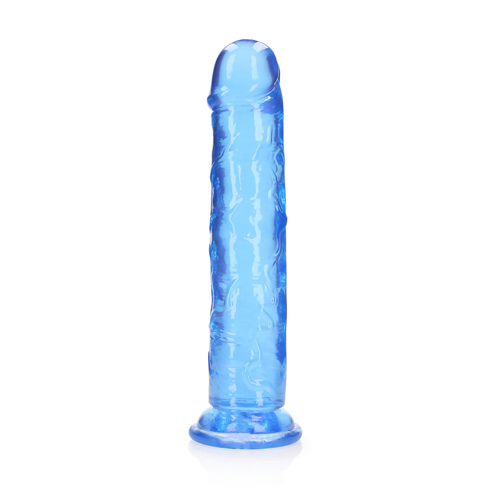 RealRock Crystal Clear Straight 11 in. Dildo Without Balls Blue