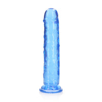 RealRock Crystal Clear Straight 11 in. Dildo Without Balls Blue