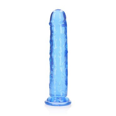 RealRock Crystal Clear Straight 11 in. Dildo Without Balls Blue