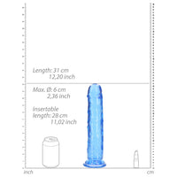 RealRock Crystal Clear Straight 11 in. Dildo Without Balls Blue