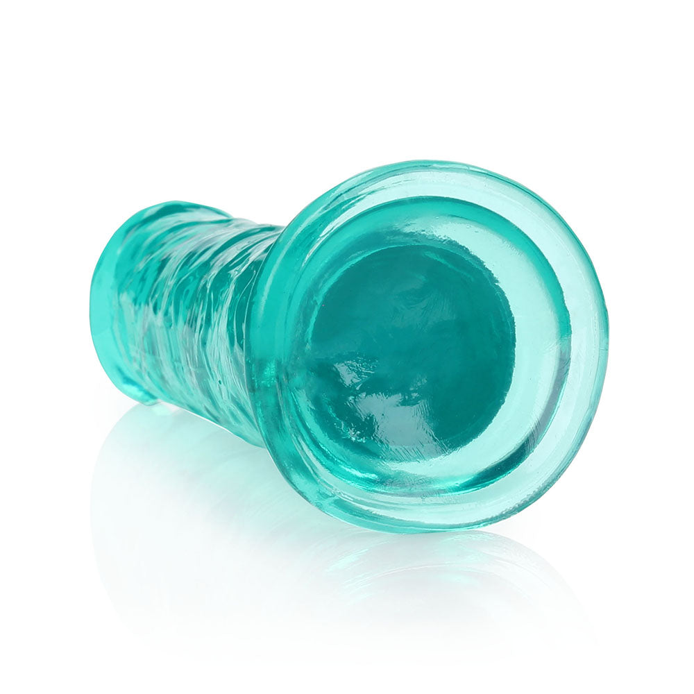 RealRock Crystal Clear Straight 7 in. Dildo Without Balls Turquoise