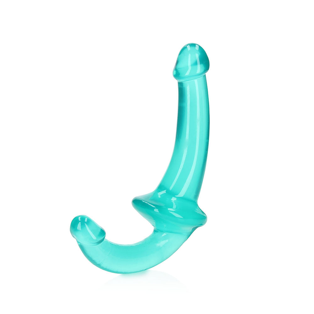 RealRock Crystal Clear 6 in. Strapless Strap-On Dildo Turquoise