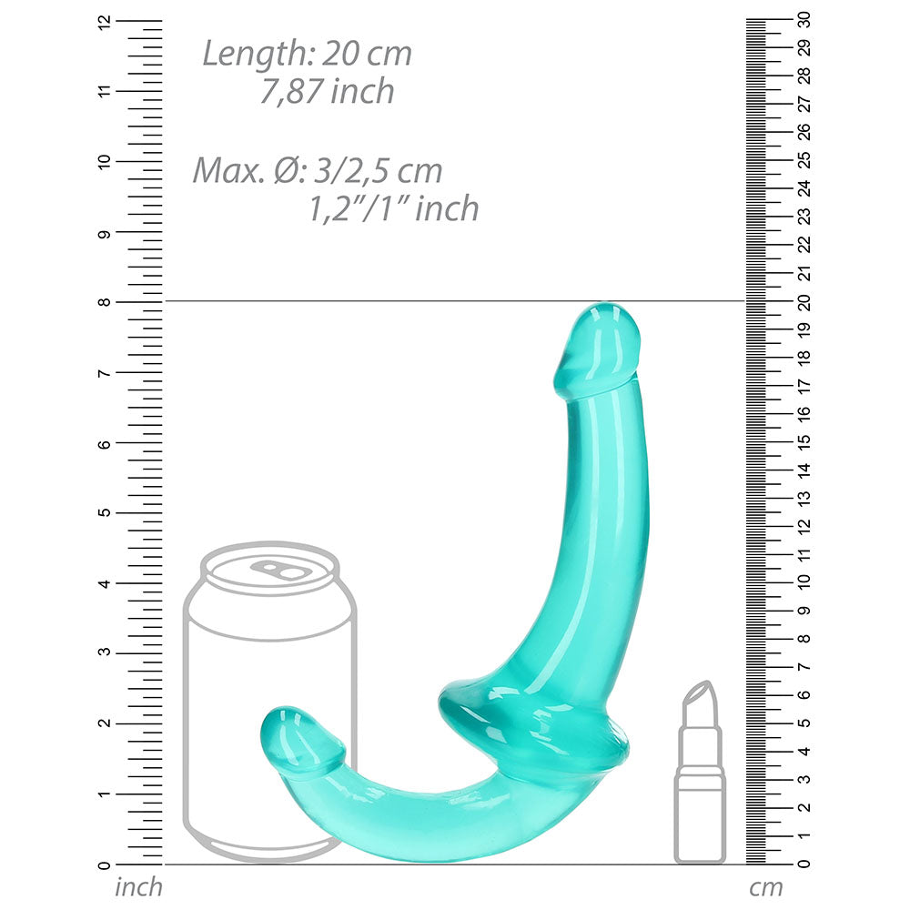 RealRock Crystal Clear 6 in. Strapless Strap-On Dildo Turquoise