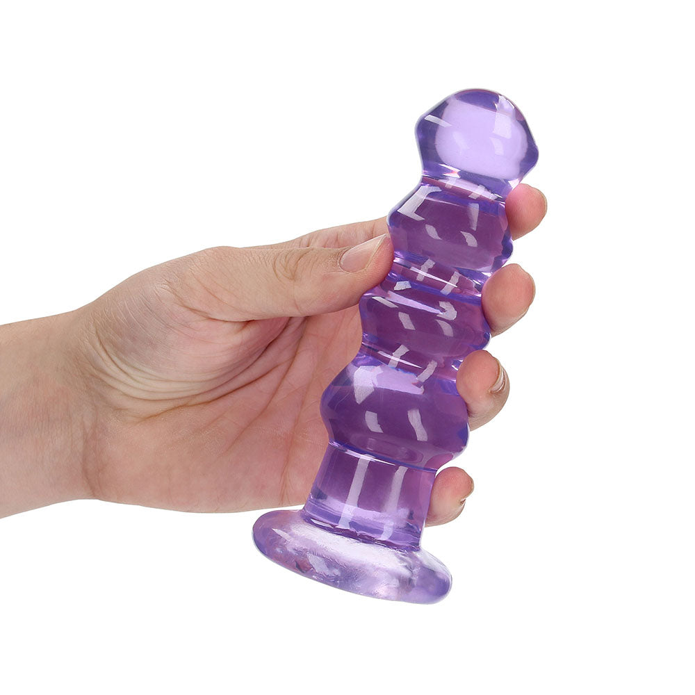 RealRock Crystal Clear Curvy 5.5 in. Dildo/Plug Purple