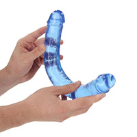 RealRock Crystal Clear Double Dong 13 in. Dual-Ended Dildo Blue