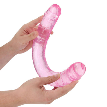 RealRock Crystal Clear Double Dong 18 in. Dual-Ended Dildo Pink