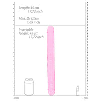 RealRock Crystal Clear Double Dong 18 in. Dual-Ended Dildo Pink